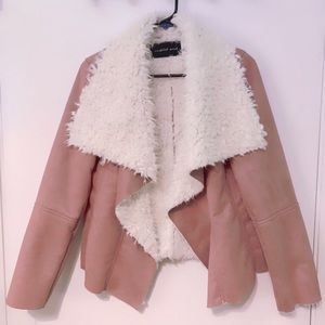 Mustard Seed Faux Suede Faux Shearling Jacket